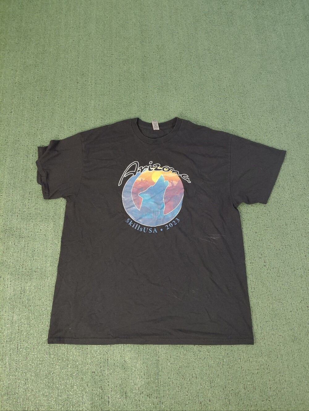 Arizona SkillsUSA 2023 Desert Moon Wolf Art Black T Shirt Sz XL